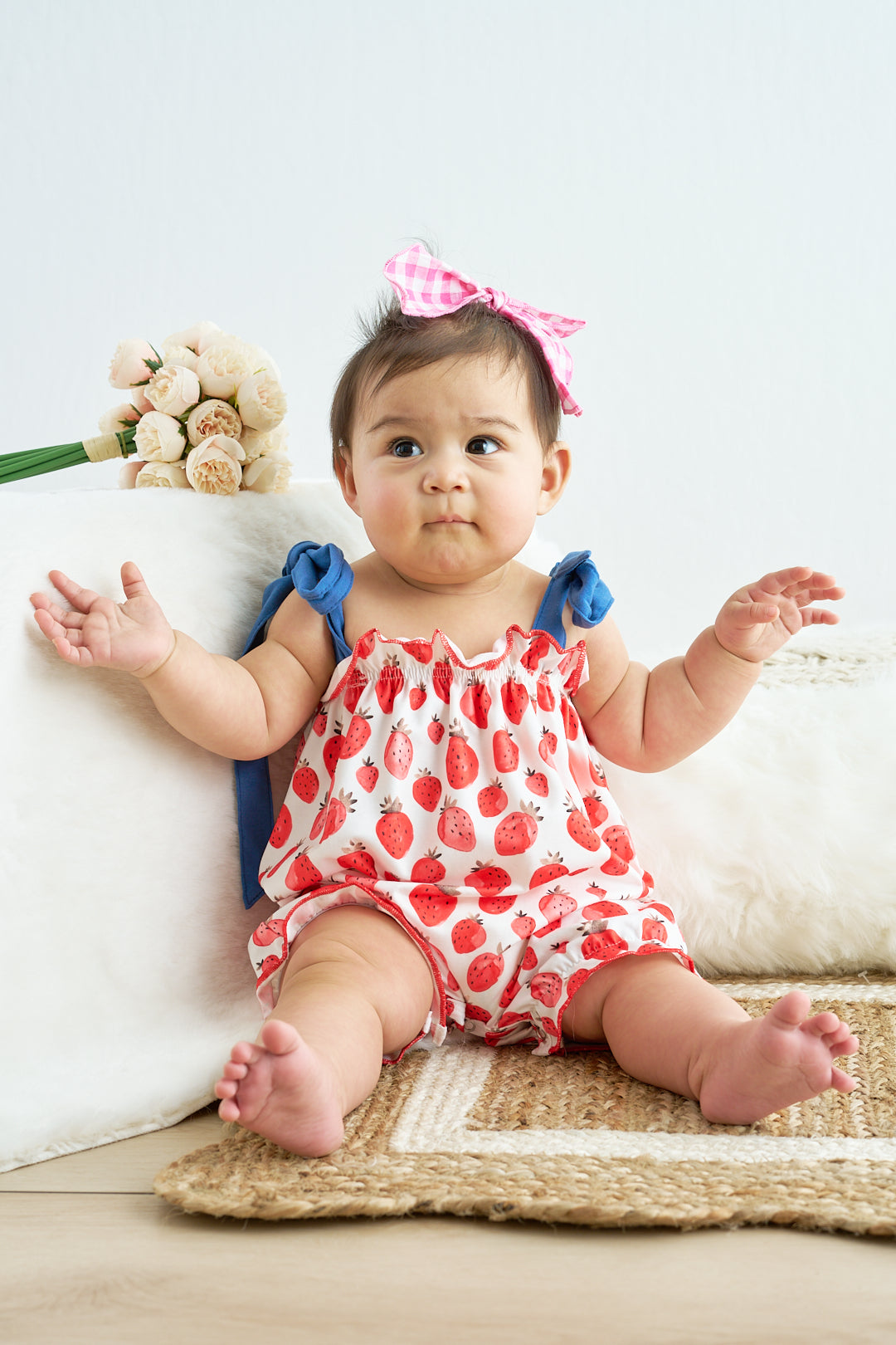 Red strawberry print girl bubble