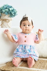 Pink floral print ruffle girl bubble