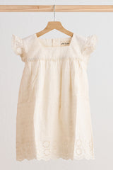 White lace flutter sleeve girl dress