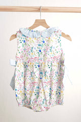 Floral easter bunny hand-smocked girl bubble