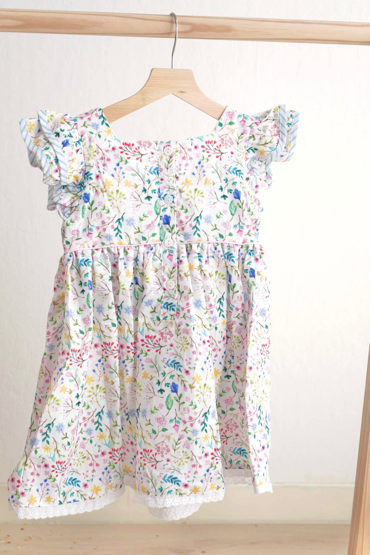 Floral easter bunny hand-smocked dress