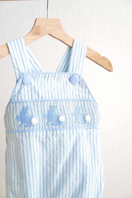 Blue easter bunny hand-smocked boy bubble