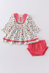 Platinum floral print baby girl set