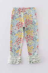 Platinum floral print ruffle girls pants