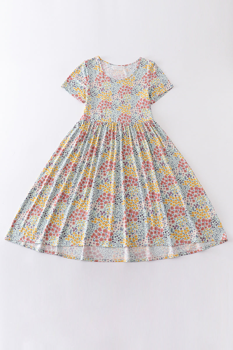 Platinum floral print dress for adult – Honeydew USA