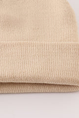 Beige ribbed basic knit beanie