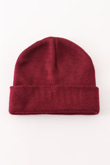 Burgundy ribbed basic knit beanie