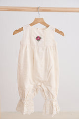 White hand embroidery floral lace jumpsuit