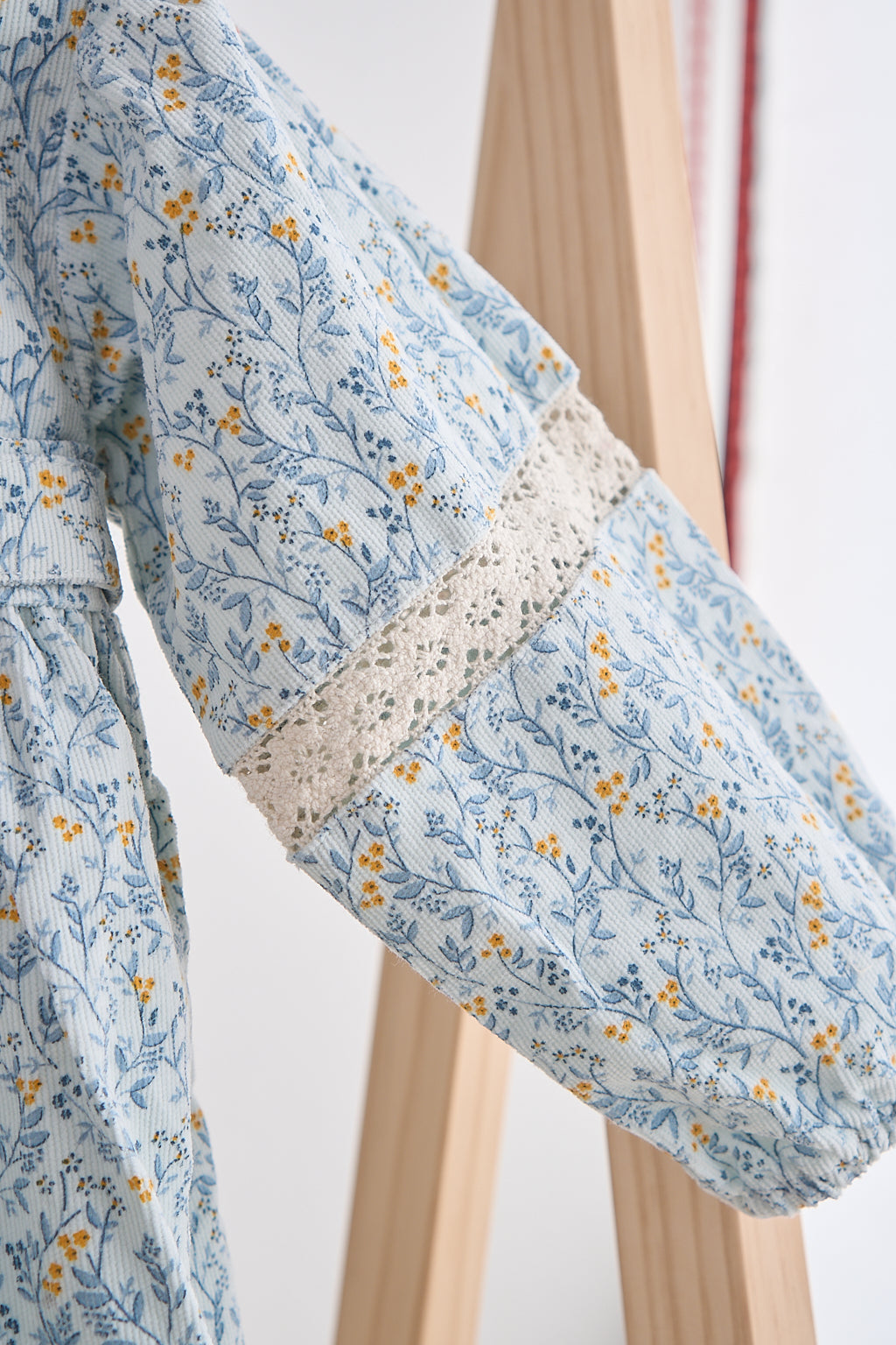 Blue floral corduroy lace dress – Honeydew USA
