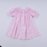 Pink christmas tree hand smocked dress