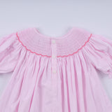 Pink christmas tree hand smocked dress