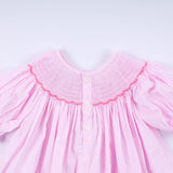 Pink christmas tree hand smocked ruffle pants set