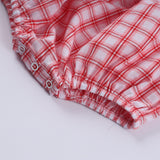 Red christmas santa claus hand smocked plaid bubble