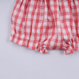 Red christmas santa claus hand smocked plaid bloomer set