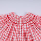 Red christmas santa claus hand smocked plaid bloomer set