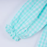 Mint christmas nutcracker hand smocked gingham ruffle pants set