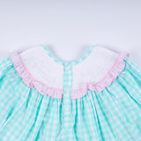Mint christmas nutcracker hand smocked gingham ruffle pants set