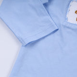 Blue gingerbread hand smocked gingham pants set