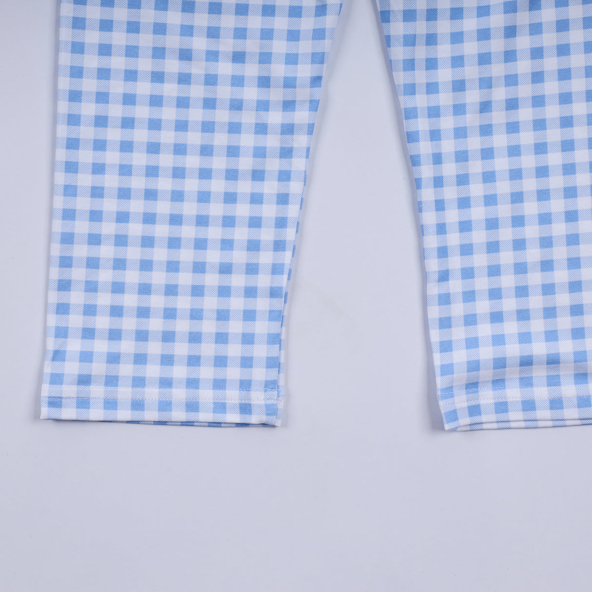 Blue gingerbread hand smocked gingham pants set