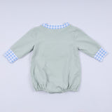 Sage cow hand smocked bubble
