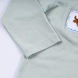 Sage cow hand smocked gingham pants set