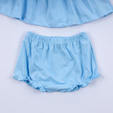 Blue nativity hand smocked bloomer set