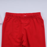 Red gingerbread hand smocked ruffle pants set