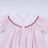 Red gingerbread hand smocked ruffle pants set