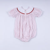 Red gingerbread hand smocked bubble