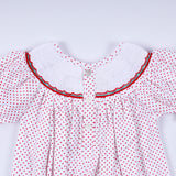 Red gingerbread hand smocked bubble