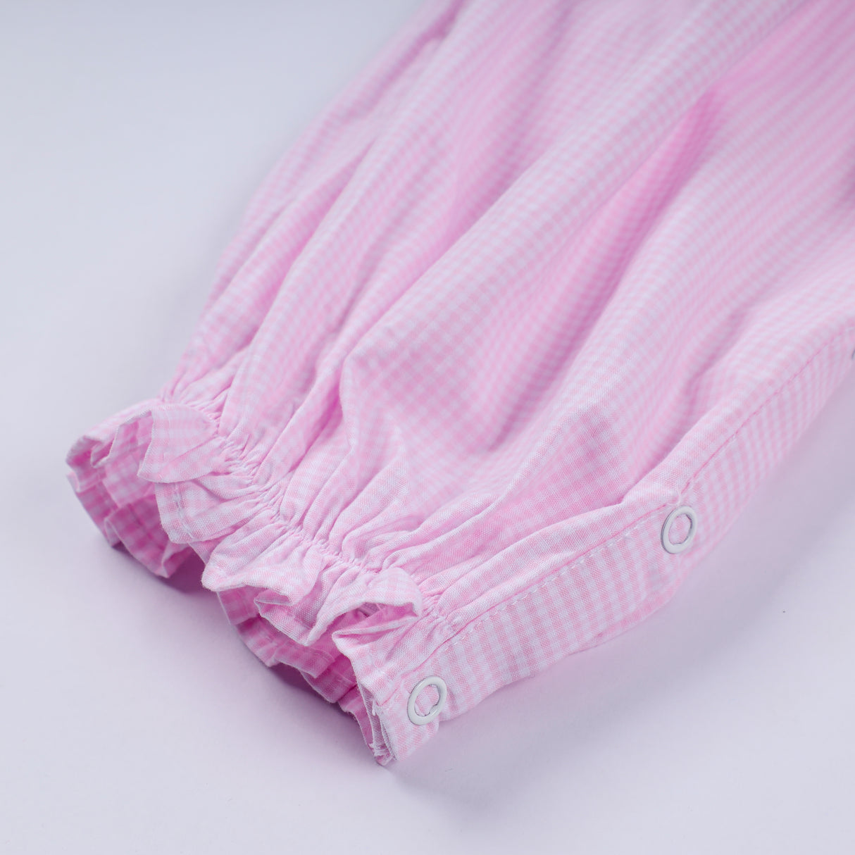 Pink christmas tree hand smocked ruffle romper