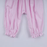 Pink christmas tree hand smocked ruffle romper