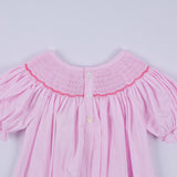 Pink christmas tree hand smocked ruffle romper