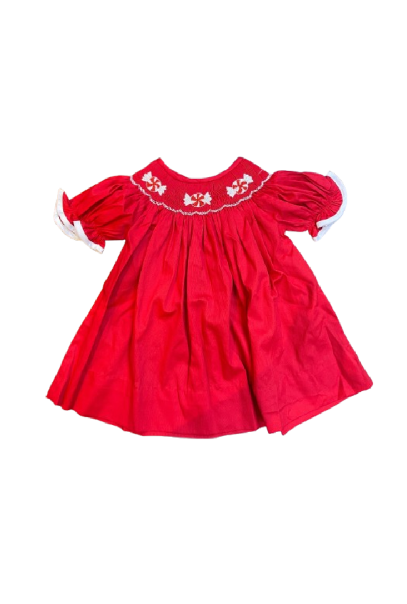 Red candy hand smocked dress