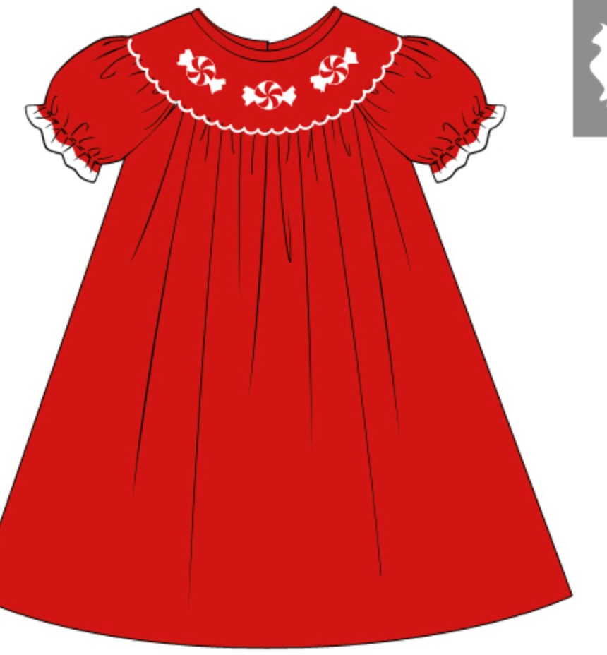 Red candy hand smocked dress