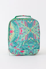 Green lily print lunch box