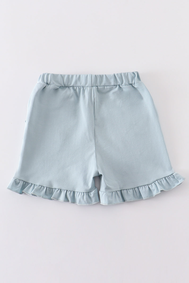 Blue basic ruffle shorts