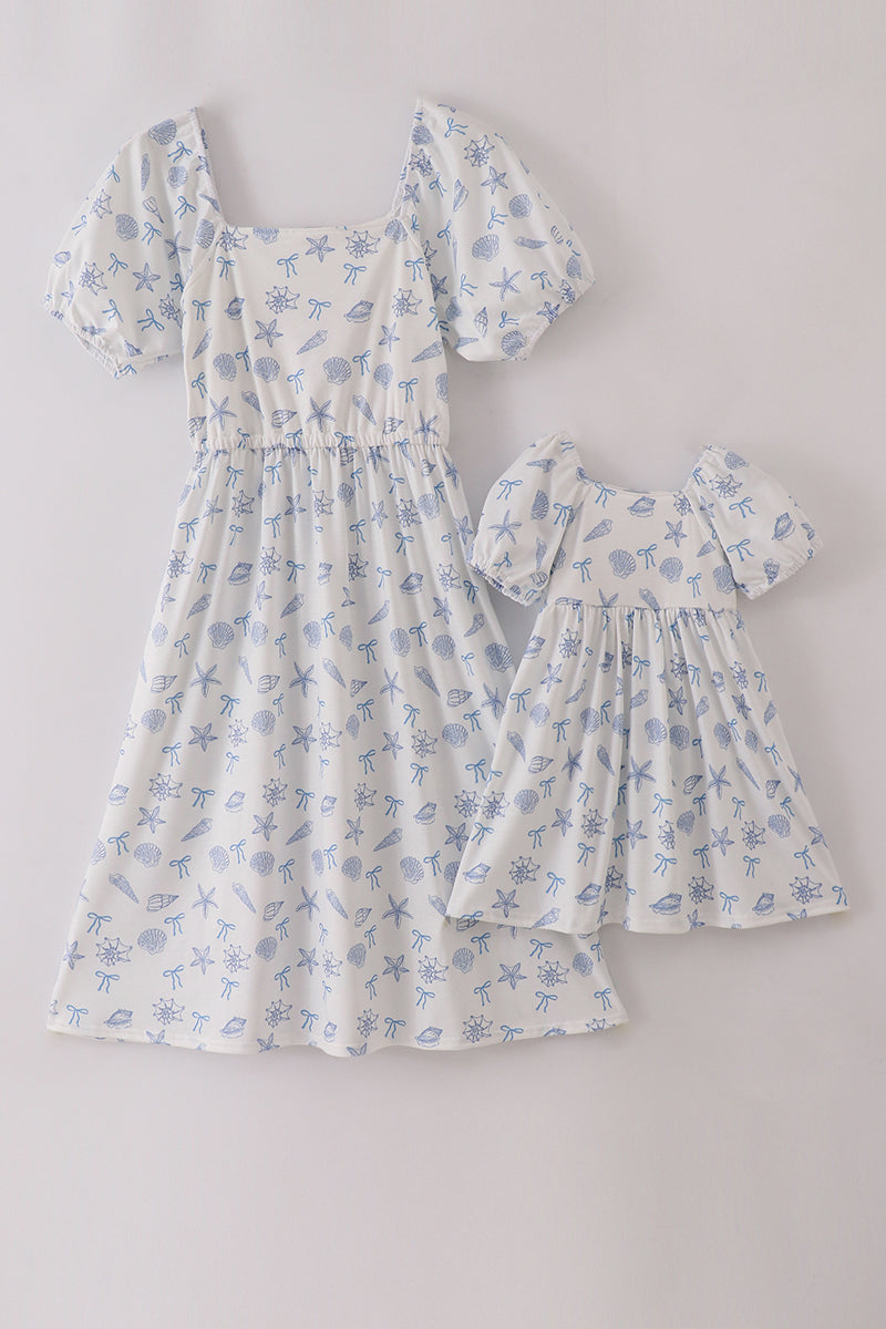 Blue seashell bow mom&me dress – Honeydew USA