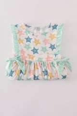 Blue seashell bow ruffle dress