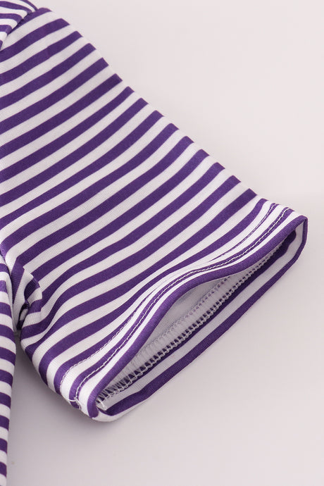 Purple clemson embroidery stripe button down shirt