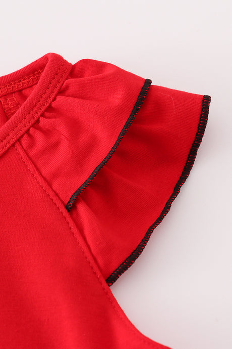 Red I love Georgia applique ruffle dress
