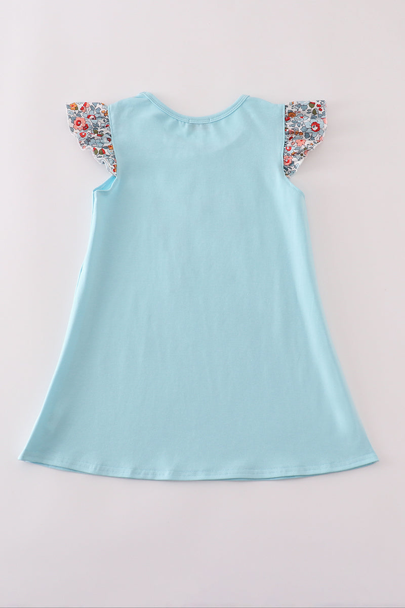 Floral bow applique ruffle dress