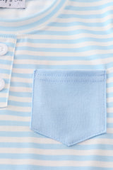 Blue stripe pocket shorts set