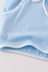 Blue stripe pocket shorts set