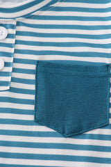 Teal stripe pocket shorts set