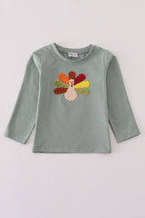 Sage turkey french knot top