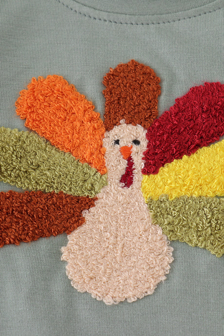 Sage turkey french knot top