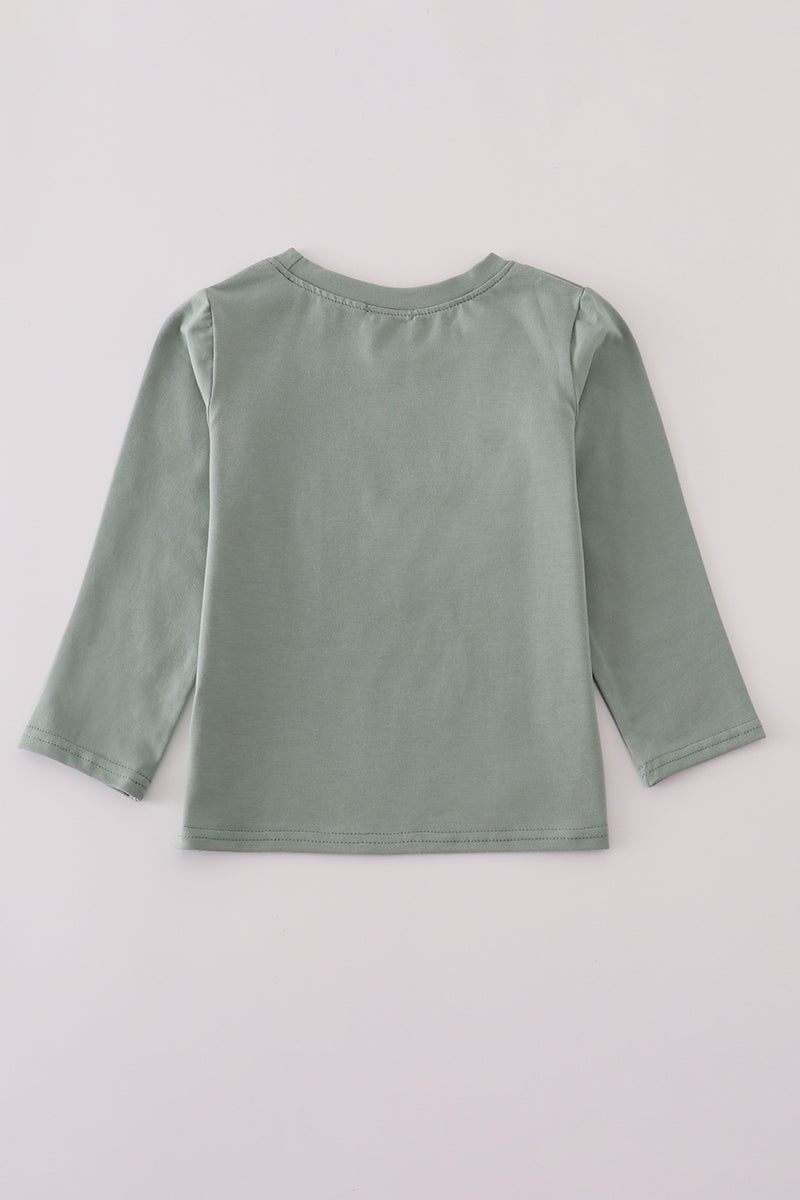 Sage turkey french knot top