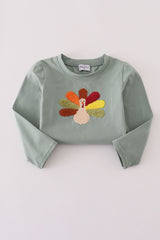 Sage turkey french knot top