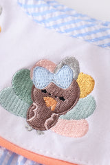 Blue turkey embroidery girl set